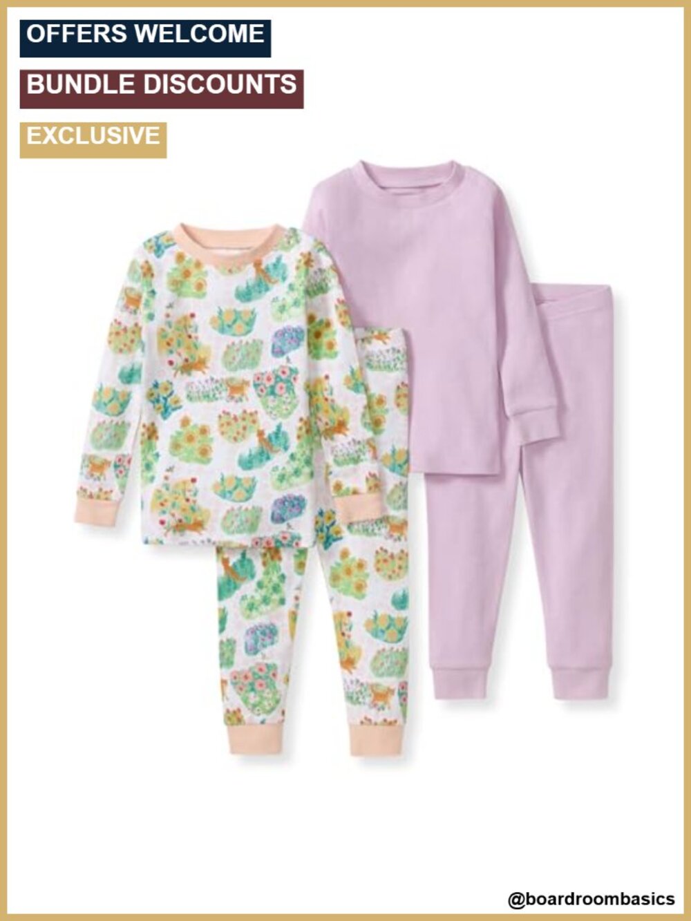 Organic Cotton Toddler Pajama Set 2-Piece Snug Fit Long Sleeve Girls